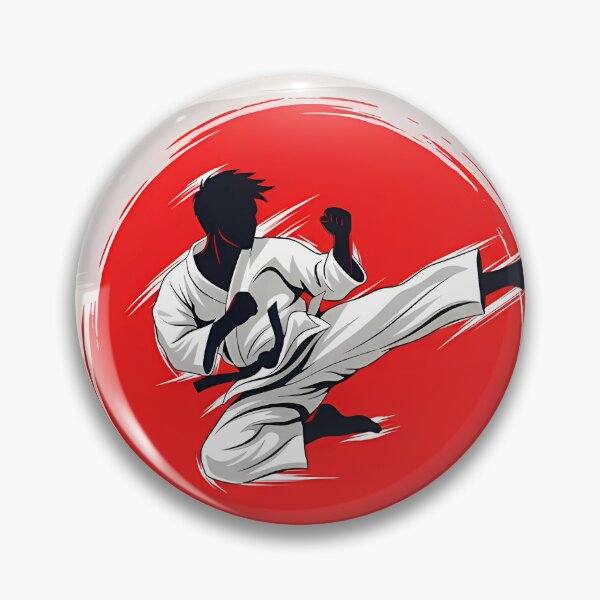 Item preview, Karate Flying Kick / Martial Arts,Japanese Ink Wash Karate Silhouette,Black Belt Martial Artist, The Flying Kick / Warrior Spirit designed and sold by Gallery-yuuna .