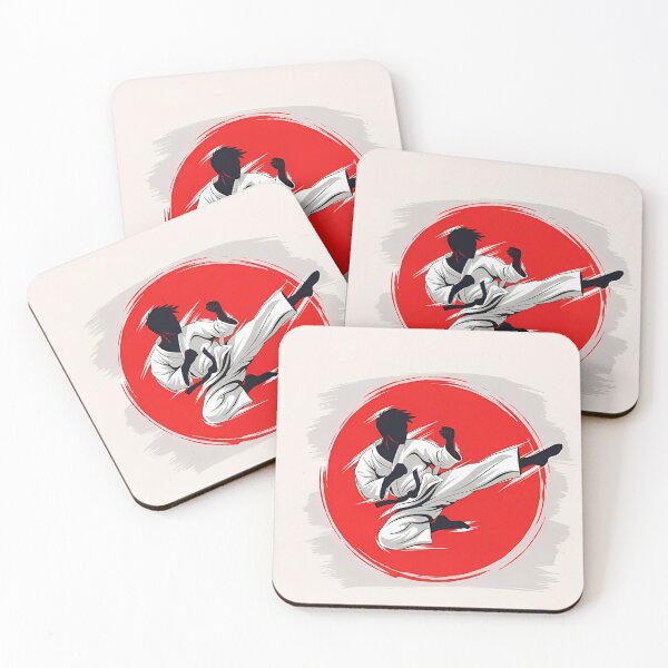 Item preview, Karate Flying Kick / Martial Arts,Japanese Ink Wash Karate Silhouette,Black Belt Martial Artist, The Flying Kick / Warrior Spirit designed and sold by Gallery-yuuna .