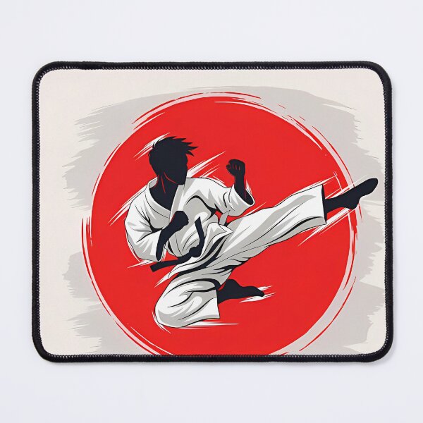 Item preview, Karate Flying Kick / Martial Arts,Japanese Ink Wash Karate Silhouette,Black Belt Martial Artist, The Flying Kick / Warrior Spirit designed and sold by Gallery-yuuna .