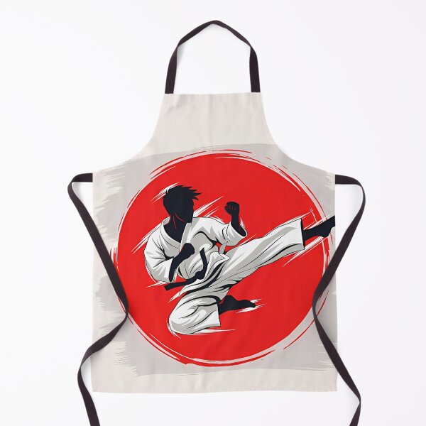 Item preview, Karate Flying Kick / Martial Arts,Japanese Ink Wash Karate Silhouette,Black Belt Martial Artist, The Flying Kick / Warrior Spirit designed and sold by Gallery-yuuna .