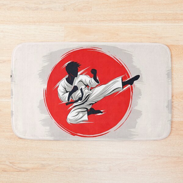 Item preview, Karate Flying Kick / Martial Arts,Japanese Ink Wash Karate Silhouette,Black Belt Martial Artist, The Flying Kick / Warrior Spirit designed and sold by Gallery-yuuna .