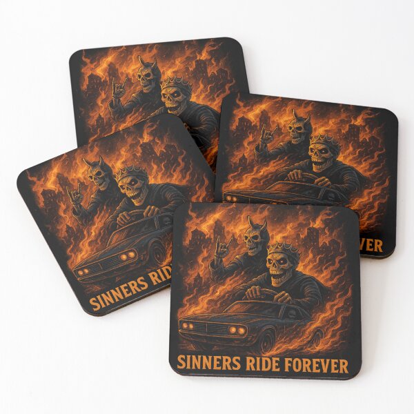 Item preview, Sinners Ride Forever – Skeleton Driver & Demon Rider Dark Fire Car Design designed and sold by Trendora Studio.