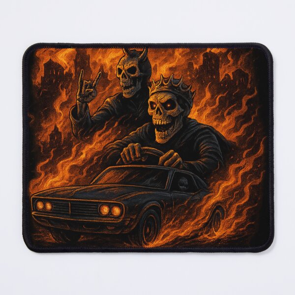 Item preview, Sinners Ride Forever – Skeleton Driver & Demon Rider Dark Fire Car Design designed and sold by Trendora Studio.