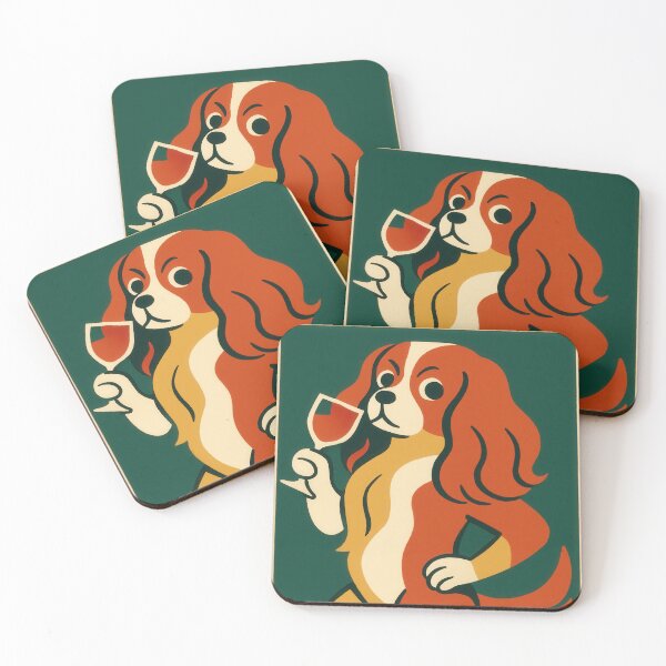 Item preview, Cavalier King Charles Spaniel Geometric Wine Poster designed and sold by Flying Doggo.