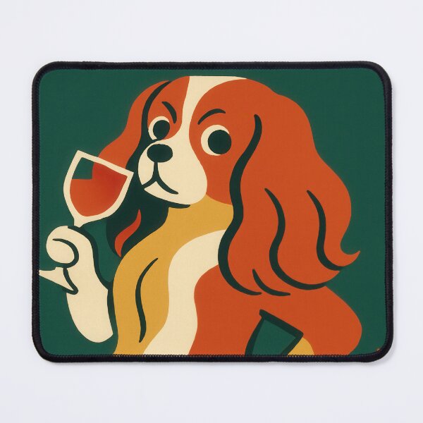 Item preview, Cavalier King Charles Spaniel Geometric Wine Poster designed and sold by Flying Doggo.