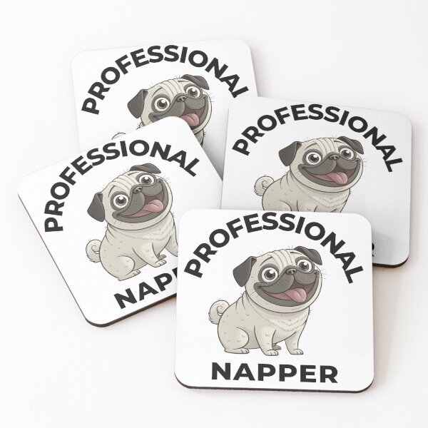 Item preview, Funny White Pug – Professional Napper – Cute Lazy Dog Quote designed and sold by FurRealGifts.