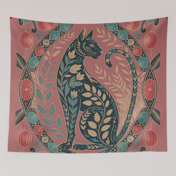 Item preview, Elegant Botanical Cat YinYang Illustration ??✨ designed and sold by trixxcreative.