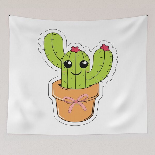 Item preview, Cute Smiling Cactus in Flower Pot – Kawaii Plant Illustration designed and sold by MiraDesignCo.