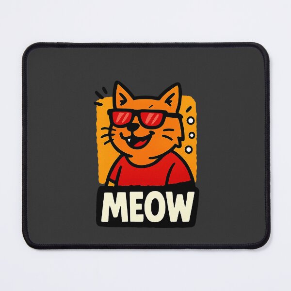 Item preview, Gato genial con gafas de sol: divertido diseño retro MEOW designed and sold by SnapLabDesigns.