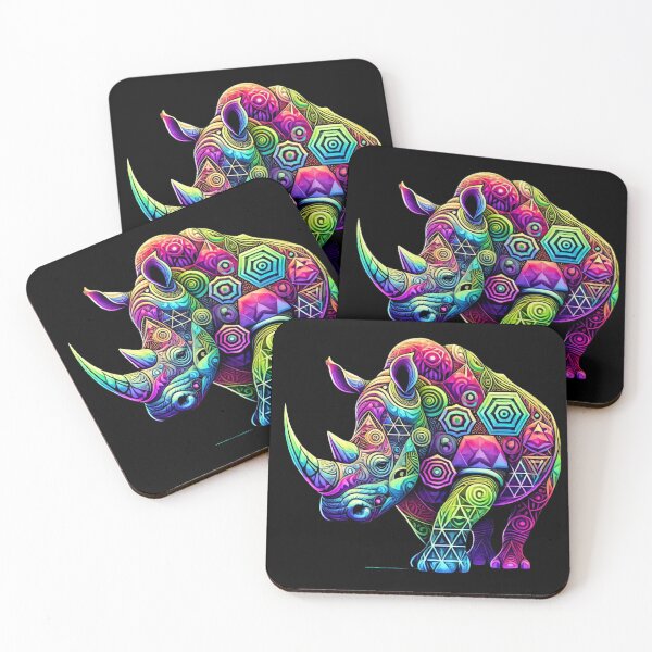 Item preview, Neon Geometric Rhino - Psychedelic Animal Art designed and sold by Floter80.