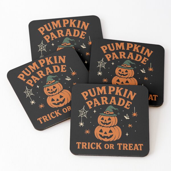 Item preview, Retro Pumpkin Parade Stacked Jack O Lanterns Black Background designed and sold by Weorus.