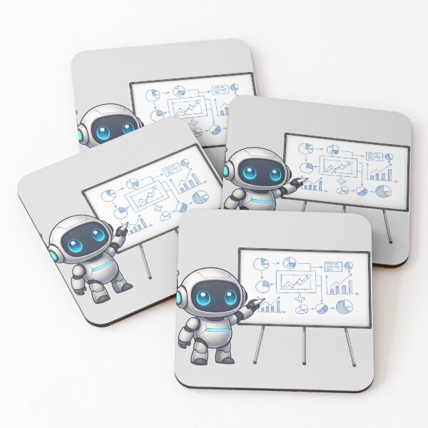 Item preview, Cute Futuristic Robot Illustration writing on a whiteboard. designed and sold by henamy.