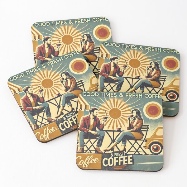 Item preview, Good Times & Fresh Coffee – Retro coffee poster designed and sold by Eric Nagel.