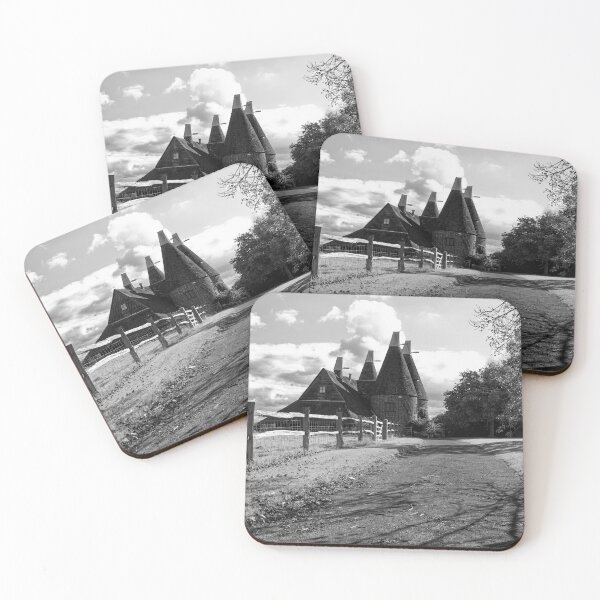Item preview, A monochrome of Oast Houses on a farm in the village of Chiddingstone in Kent England UK designed and sold by John Gilham - Landscape Photography.