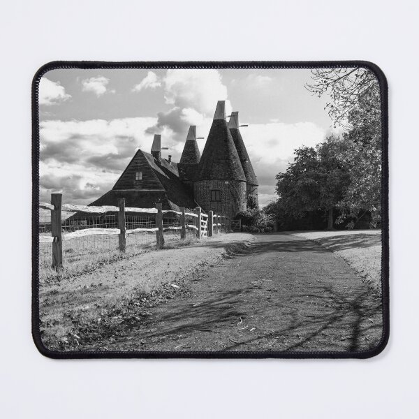 Item preview, A monochrome of Oast Houses on a farm in the village of Chiddingstone in Kent England UK designed and sold by John Gilham - Landscape Photography.