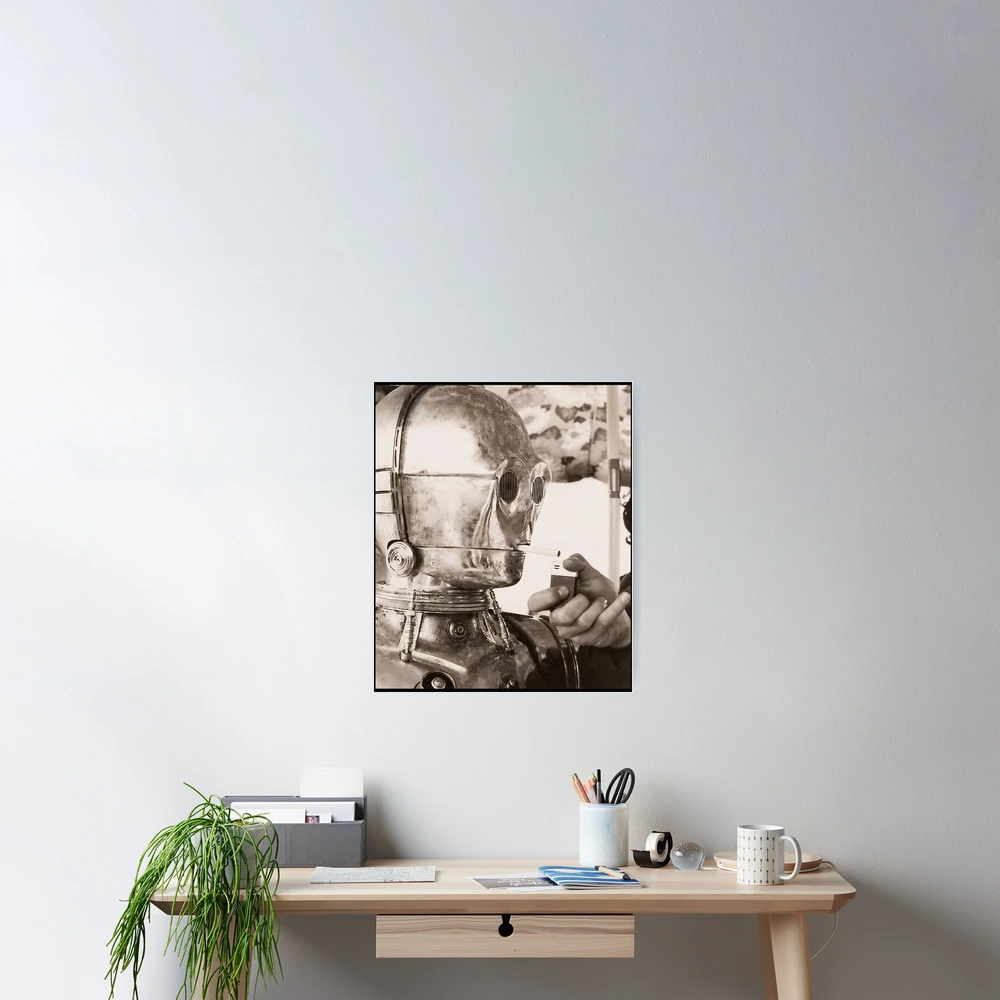 c3po smoking cigarette print Anthony Daniels as C-3PO smokig a on the set of Star Wars, 1970s : r/OldSchoolCool C3Po Smoking" Poster for Sale