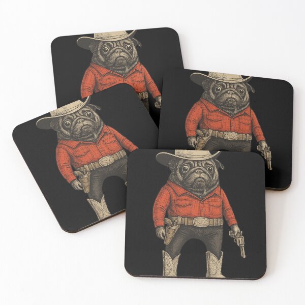 Item preview, Funny Cowboy Pug Dog Illustration designed and sold by haitrieuic96.