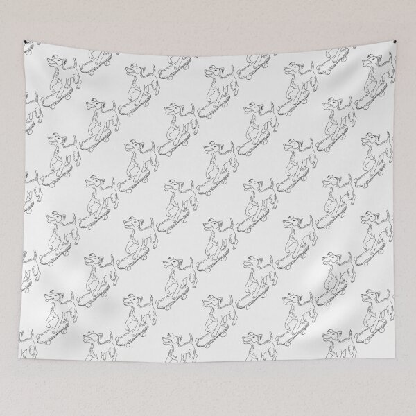 Item preview, A whimsical design featuring smooth fox terrier dogs confidently skateboarding in a fun, repeating pattern. designed and sold by olenapetol.
