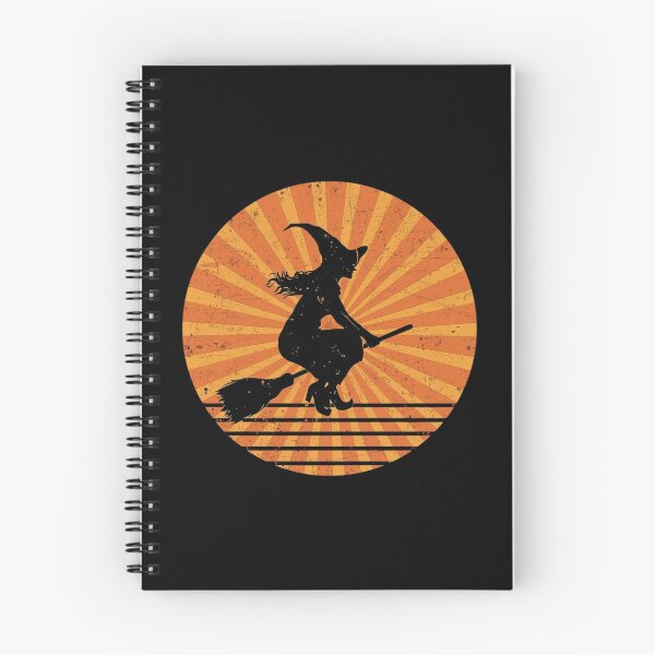 Item preview, Retro Halloween Witch Silhouette Flying on Broomstick Vintage Sunset Style designed and sold by UmazDesigns.