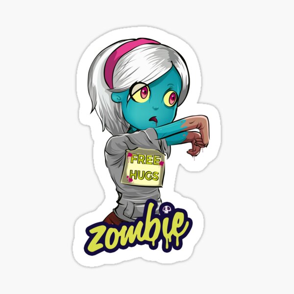 Free Hugs Walking Dead Zombie Hippie Girl Sticker