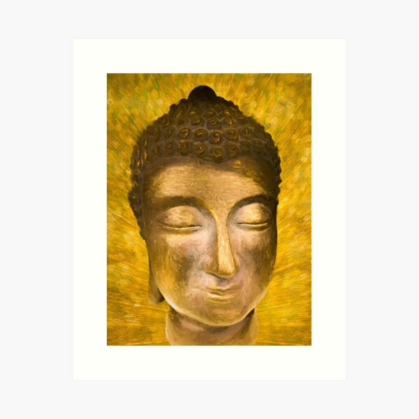 Gold buddha head by Brian Vegas Art Print