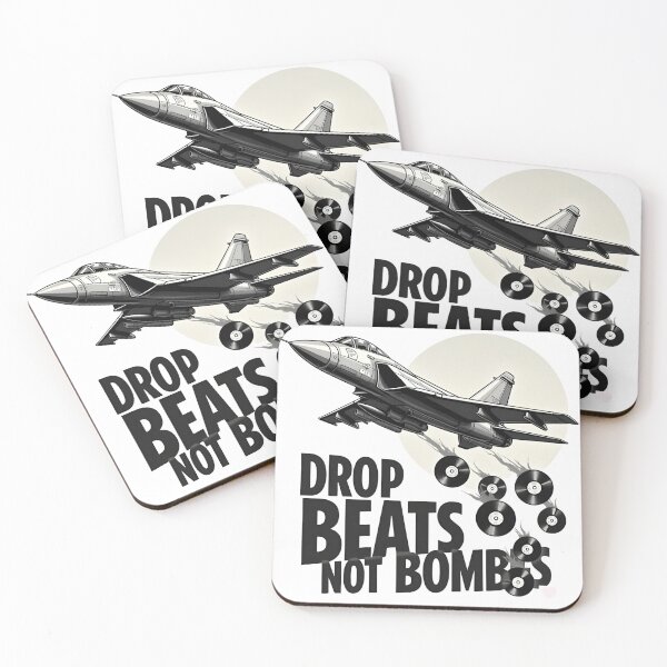 Item preview, Drop Beats Not Bombs Fighter Jet Vinyl designed and sold by Nest & Thread.