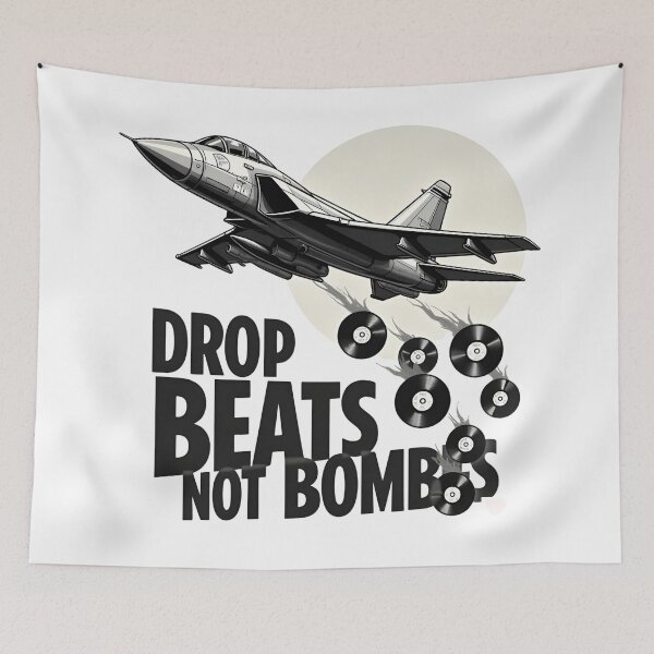 Item preview, Drop Beats Not Bombs Fighter Jet Vinyl designed and sold by Nest & Thread.