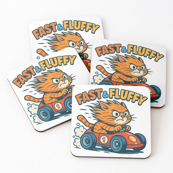 Item preview, Fast & Fluffy – Racing Cat Cartoon designed and sold by Monty Prints Studio.