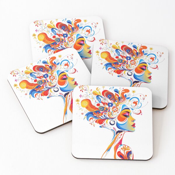 Item preview, Colorful Artistic Woman Portrait with Vibrant Designs and Bold Expression designed and sold by KanDa-Shop.