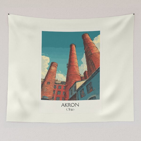 Item preview, Akron Ohio Vintage Travel Art | Rubber Capital Industrial Design designed and sold by TuncGK.
