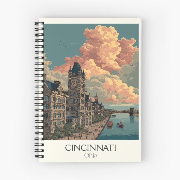 Item preview, Cincinnati Ohio Retro Travel Art | Queen City on the Ohio River designed and sold by TuncGK.