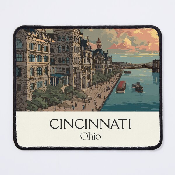 Item preview, Cincinnati Ohio Retro Travel Art | Queen City on the Ohio River designed and sold by TuncGK.