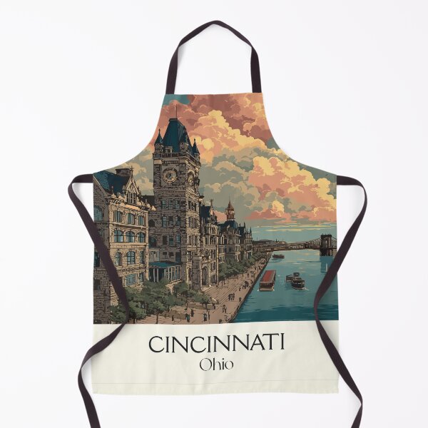 Item preview, Cincinnati Ohio Retro Travel Art | Queen City on the Ohio River designed and sold by TuncGK.