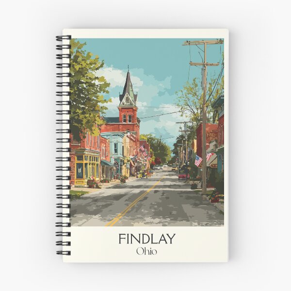 Item preview, Findlay Ohio Vintage Travel Art | "Flag City USA" Main Street Design designed and sold by TuncGK.