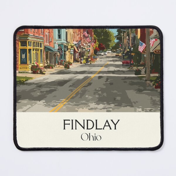Item preview, Findlay Ohio Vintage Travel Art | "Flag City USA" Main Street Design designed and sold by TuncGK.