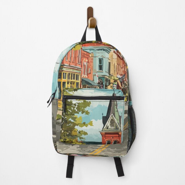 Item preview, Findlay Ohio Vintage Travel Art | "Flag City USA" Main Street Design designed and sold by TuncGK.