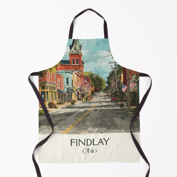 Item preview, Findlay Ohio Vintage Travel Art | "Flag City USA" Main Street Design designed and sold by TuncGK.