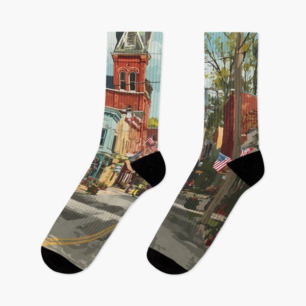 Item preview, Findlay Ohio Vintage Travel Art | "Flag City USA" Main Street Design designed and sold by TuncGK.