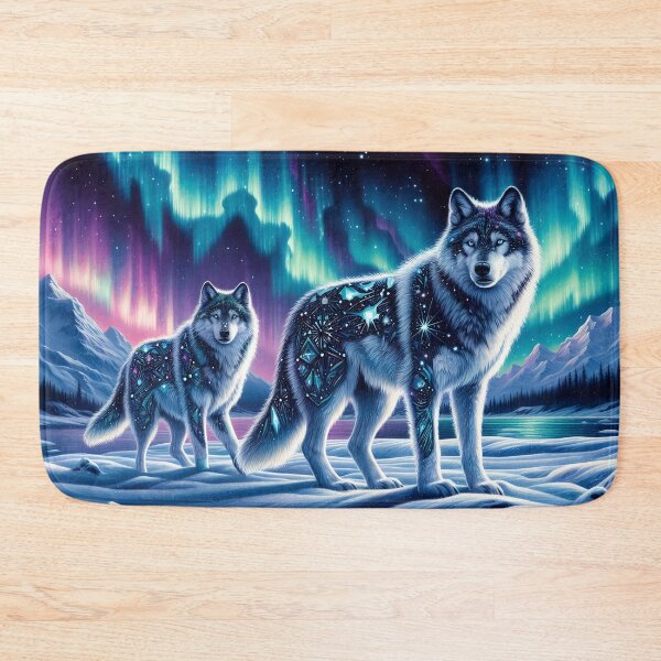 Item preview, Mystic Wolves Under Northern Lights designed and sold by RkskArt.