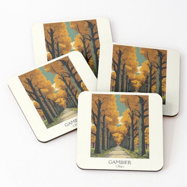 Item preview, Gambier Ohio Retro Travel Art | Autumn on the Middle Path Illustration designed and sold by TuncGK.