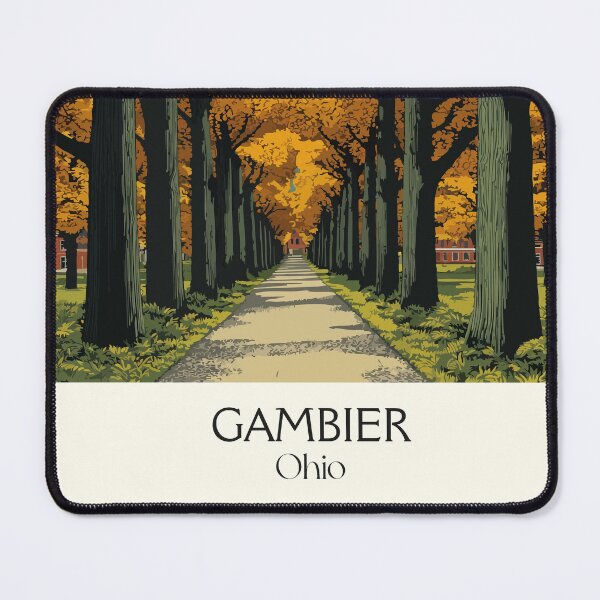 Item preview, Gambier Ohio Retro Travel Art | Autumn on the Middle Path Illustration designed and sold by TuncGK.