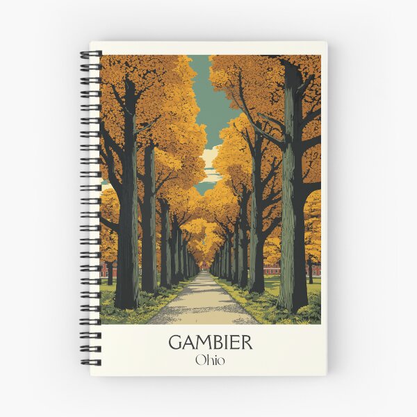 Item preview, Gambier Ohio Retro Travel Art | Autumn on the Middle Path Illustration designed and sold by TuncGK.