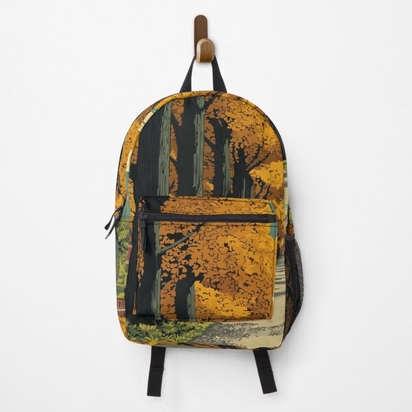 Item preview, Gambier Ohio Retro Travel Art | Autumn on the Middle Path Illustration designed and sold by TuncGK.