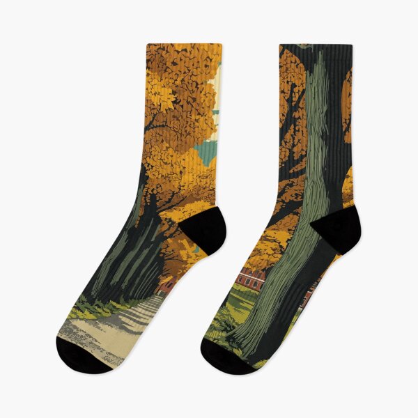 Item preview, Gambier Ohio Retro Travel Art | Autumn on the Middle Path Illustration designed and sold by TuncGK.
