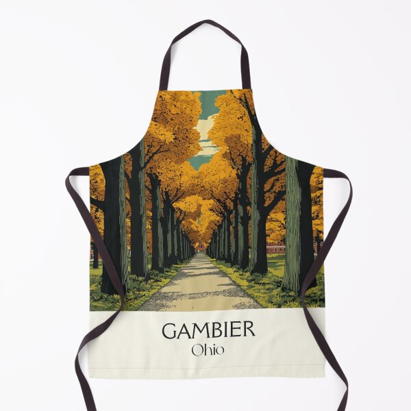Item preview, Gambier Ohio Retro Travel Art | Autumn on the Middle Path Illustration designed and sold by TuncGK.