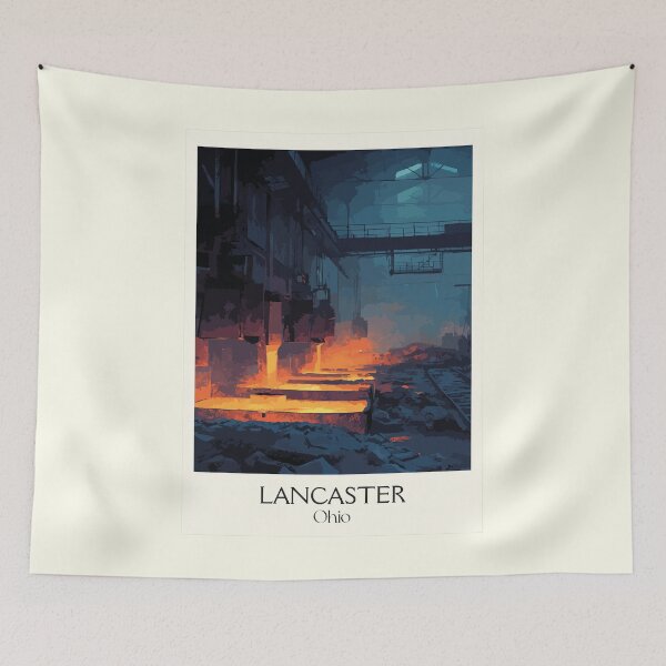 Item preview, Lancaster Ohio Vintage Travel Art | Glass City Industrial Heritage designed and sold by TuncGK.