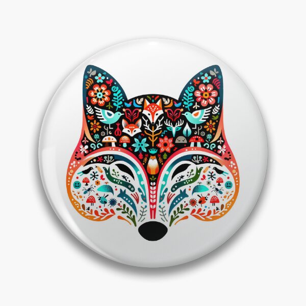 Item preview, Scandinavian Folk Art Fox head by heidiannemorris ©️  designed and sold by FOLK ART FUSION by heidiannemorris.