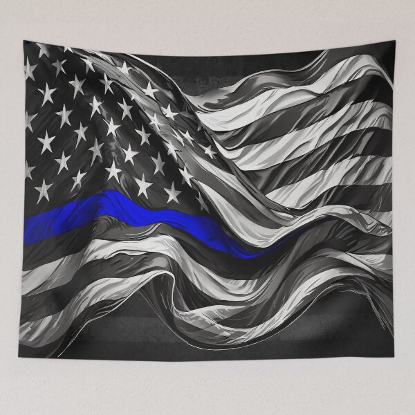Item preview, Thin Blue Line American Flag – Police Support Grunge Design designed and sold by artistwill.