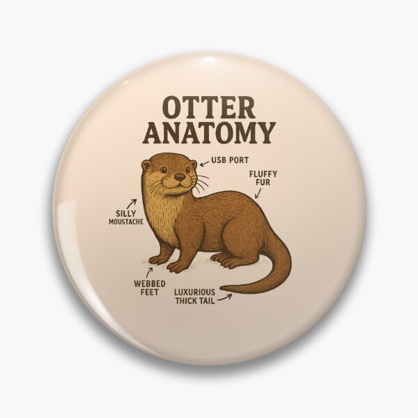 Item preview, Otter anatomy- funny and vintage style illustration of an otter designed and sold by Tanuja  Sharma.