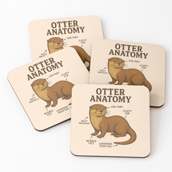 Item preview, Otter anatomy- funny and vintage style illustration of an otter designed and sold by Tanuja  Sharma.